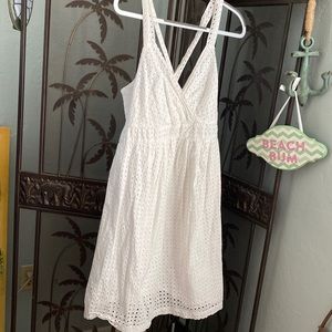 White cotton eyelet maternity sun dress XL